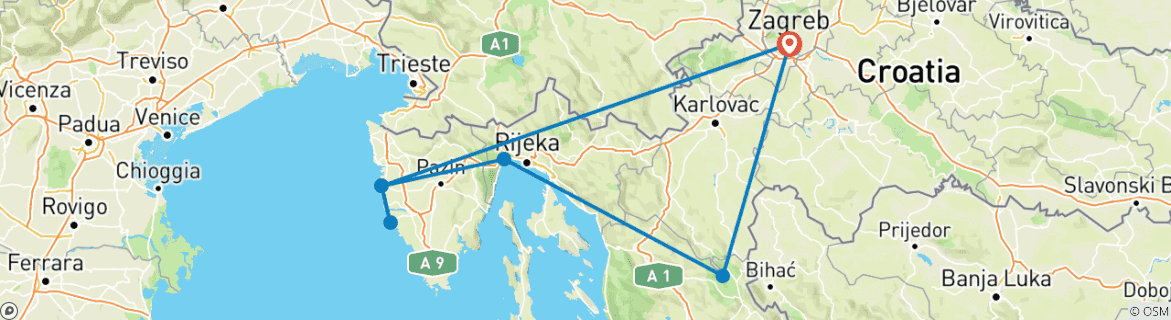 Karte mit der Reiseroute