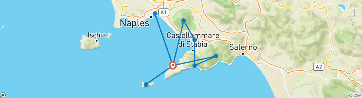 Image d'une carte montrant l'itinéraire du circuit