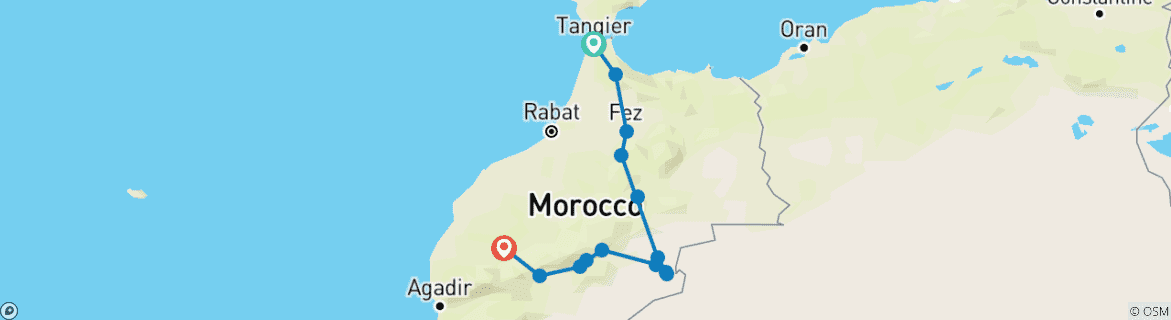 Image d'une carte montrant l'itinéraire du circuit