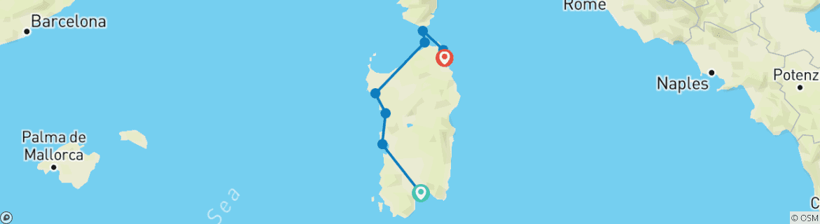 Image d'une carte montrant l'itinéraire du circuit
