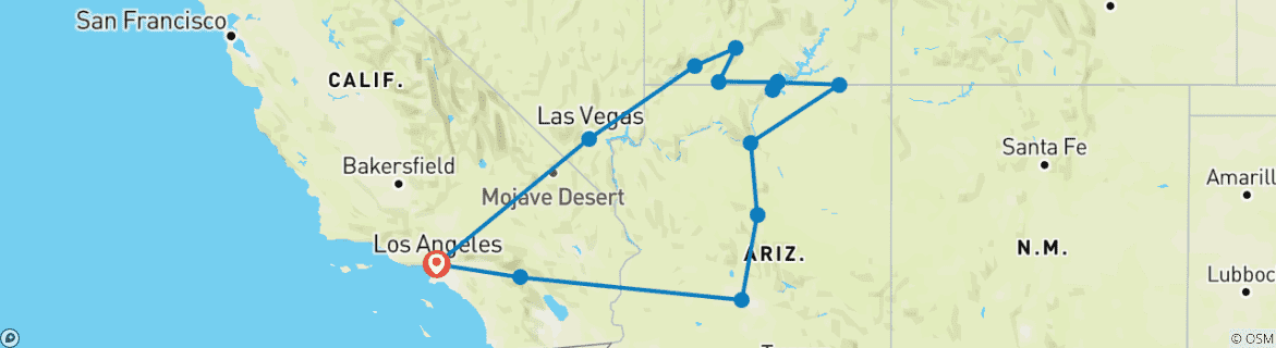 Image d'une carte montrant l'itinéraire du circuit