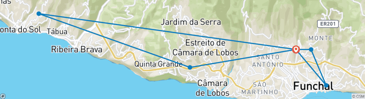 Image d'une carte montrant l'itinéraire du circuit