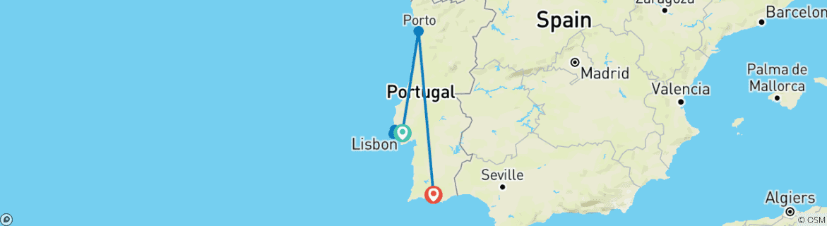 Image d'une carte montrant l'itinéraire du circuit