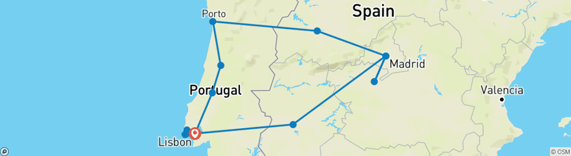 Image d'une carte montrant l'itinéraire du circuit