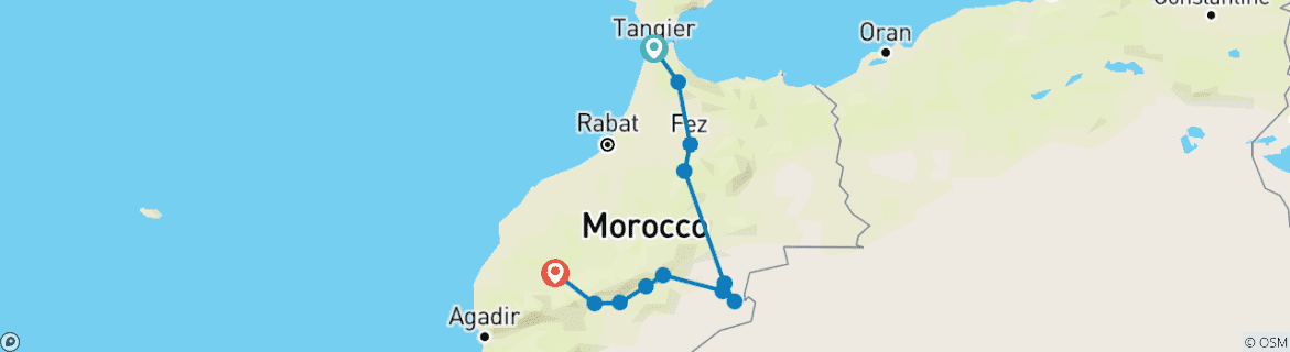 Image d'une carte montrant l'itinéraire du circuit