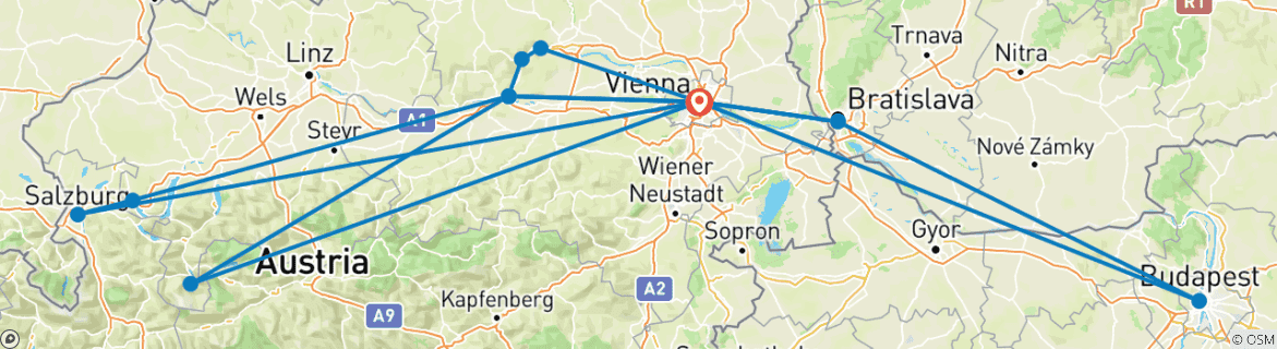 Image d'une carte montrant l'itinéraire du circuit