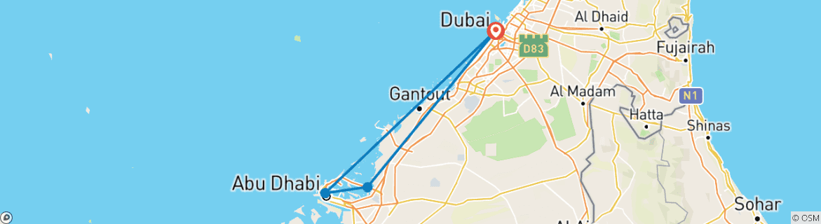 Image d'une carte montrant l'itinéraire du circuit
