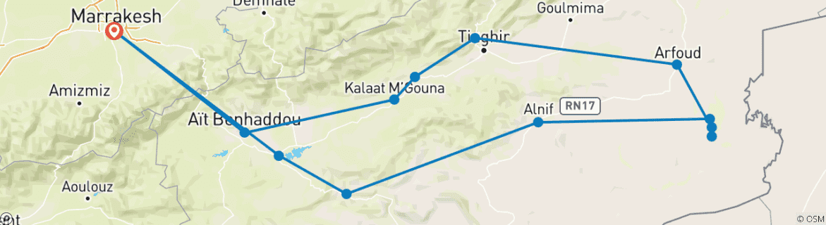 Imagen de un mapa que muestra la ruta del circuito