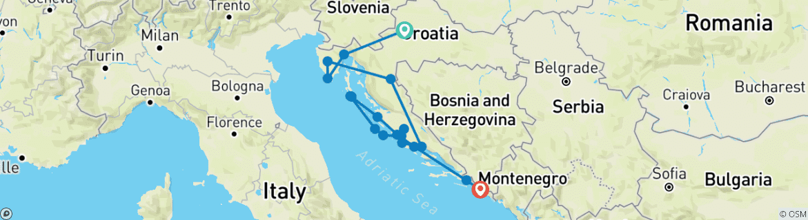 Image d'une carte montrant l'itinéraire du circuit