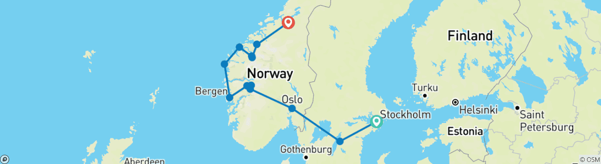 Carte du circuit Premium Scandinavie