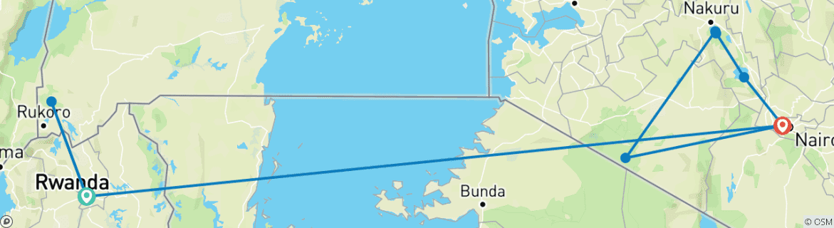 Foto van een kaart met de route van de rondreis
