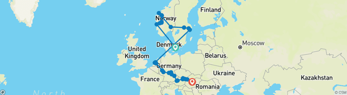 Image d'une carte montrant l'itinéraire du circuit