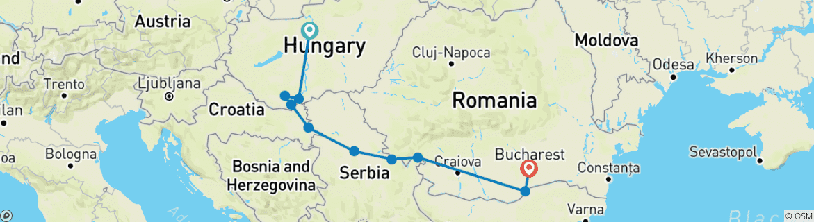 Image d'une carte montrant l'itinéraire du circuit