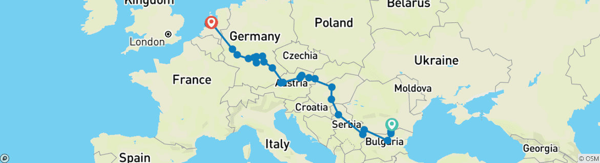 Image d'une carte montrant l'itinéraire du circuit