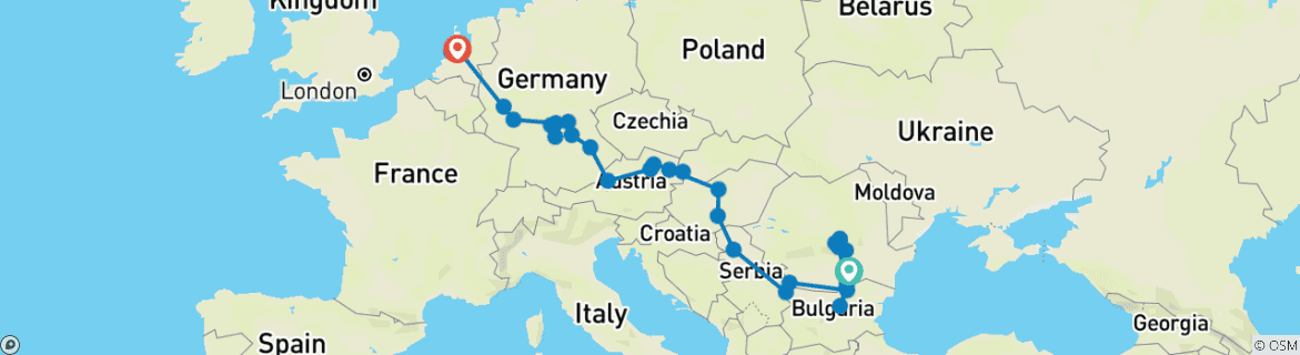 Image d'une carte montrant l'itinéraire du circuit
