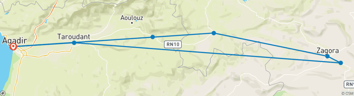 Foto van een kaart met de route van de rondreis