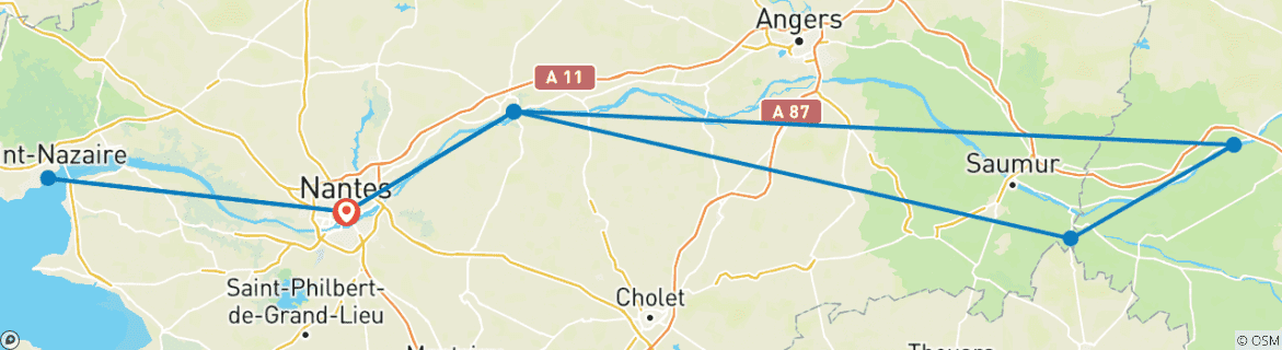 Image d'une carte montrant l'itinéraire du circuit