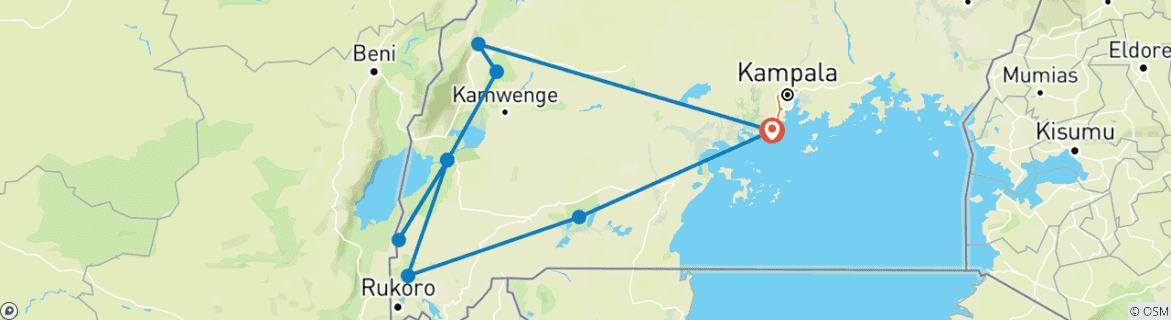 Image d'une carte montrant l'itinéraire du circuit