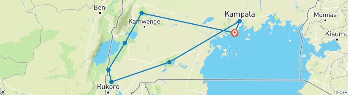 Image d'une carte montrant l'itinéraire du circuit