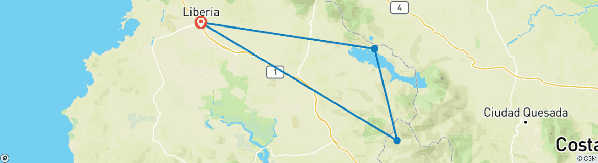 Image d'une carte montrant l'itinéraire du circuit