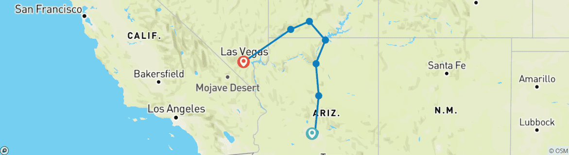 Image d'une carte montrant l'itinéraire du circuit