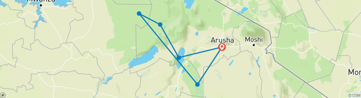 Image d'une carte montrant l'itinéraire du circuit