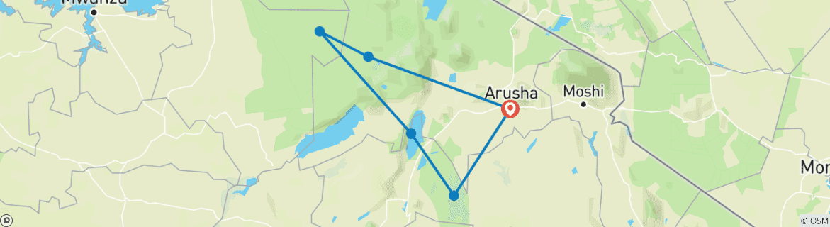 Image d'une carte montrant l'itinéraire du circuit