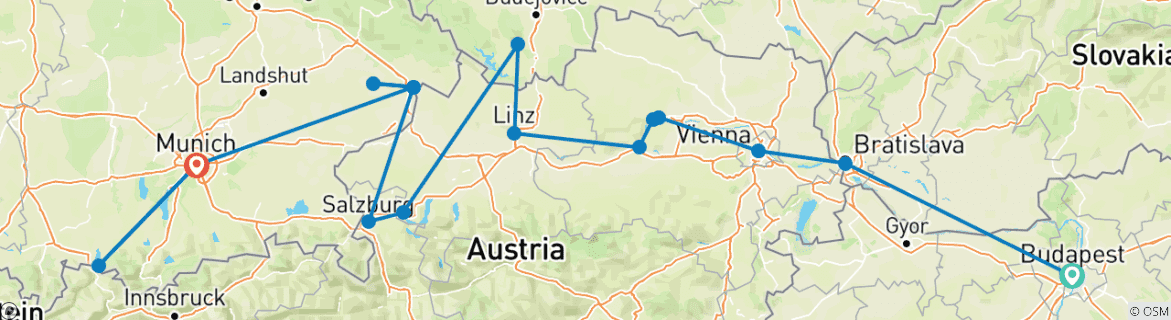 Karte mit der Reiseroute