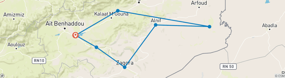 Image d'une carte montrant l'itinéraire du circuit