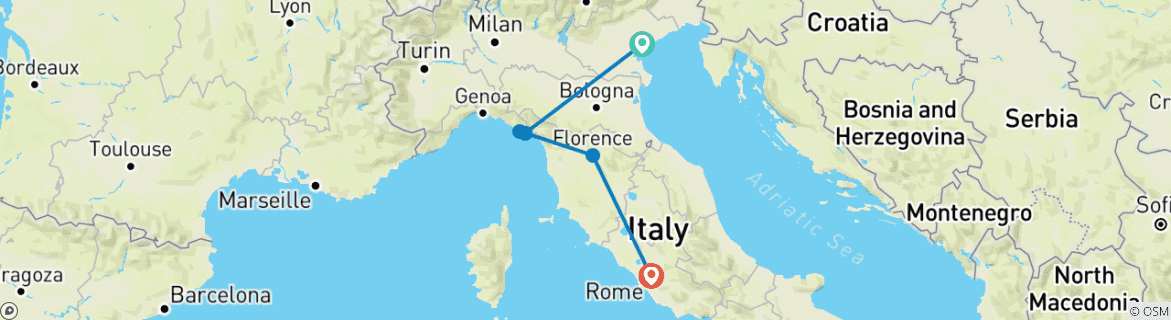 Image d'une carte montrant l'itinéraire du circuit
