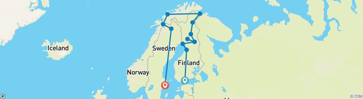 Carte du circuit L'hiver en Scandinavie