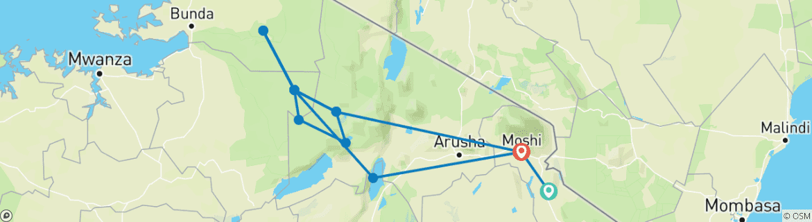 Image d'une carte montrant l'itinéraire du circuit