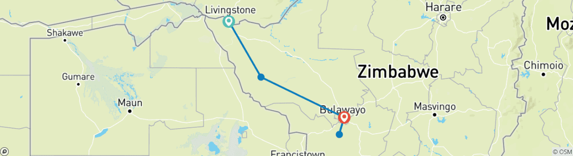 Image d'une carte montrant l'itinéraire du circuit