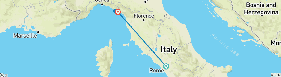 Image d'une carte montrant l'itinéraire du circuit