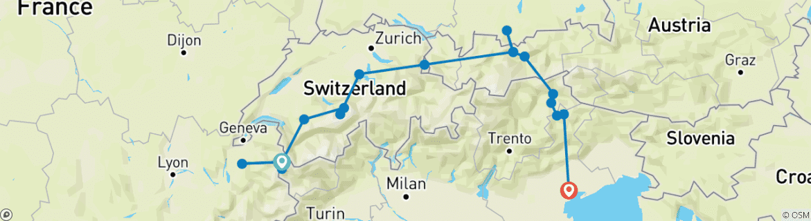 Image d'une carte montrant l'itinéraire du circuit