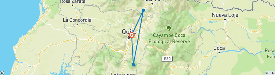Image d'une carte montrant l'itinéraire du circuit