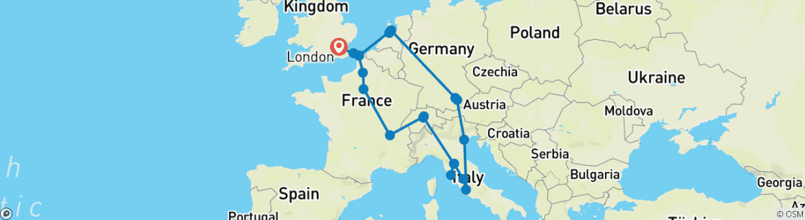 Karte mit der Reiseroute
