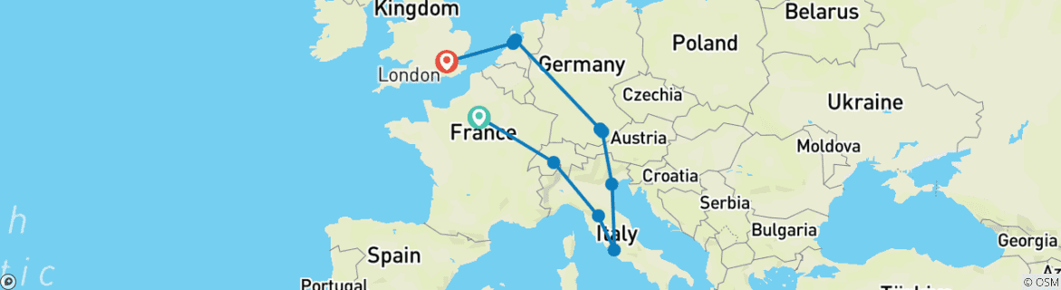 Karte mit der Reiseroute