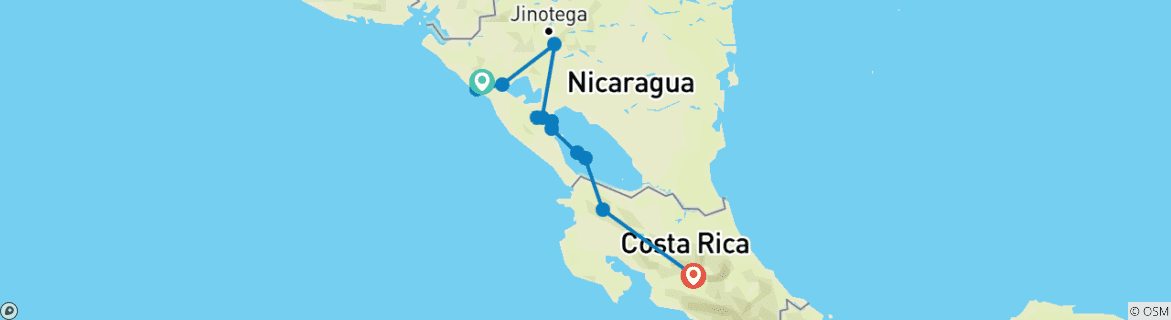 Image d'une carte montrant l'itinéraire du circuit
