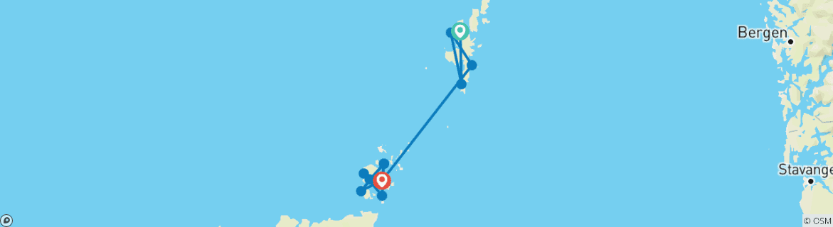 Carte du circuit Les îles Shetland et Orcades, en Écosse