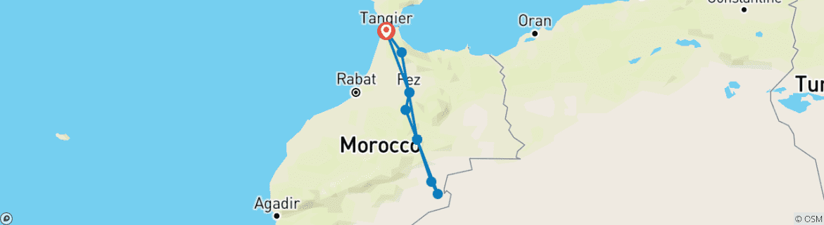 Image d'une carte montrant l'itinéraire du circuit