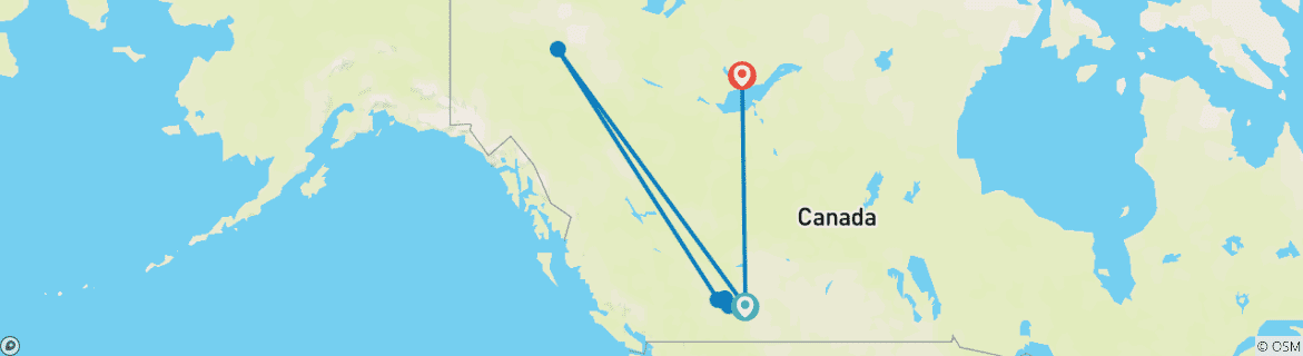 Image d'une carte montrant l'itinéraire du circuit