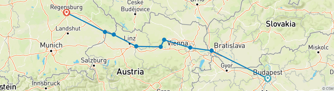 Image d'une carte montrant l'itinéraire du circuit