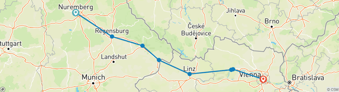 Image d'une carte montrant l'itinéraire du circuit