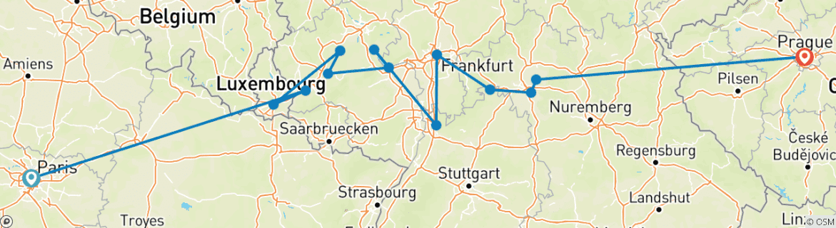 Image d'une carte montrant l'itinéraire du circuit