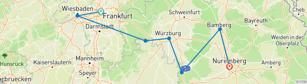 Image d'une carte montrant l'itinéraire du circuit