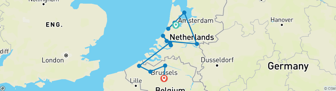 Image d'une carte montrant l'itinéraire du circuit