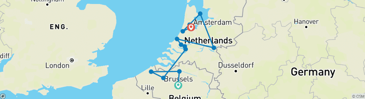 Image d'une carte montrant l'itinéraire du circuit