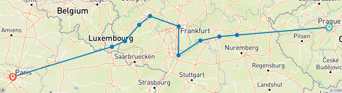 Image d'une carte montrant l'itinéraire du circuit