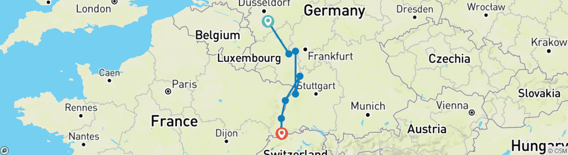 Image d'une carte montrant l'itinéraire du circuit
